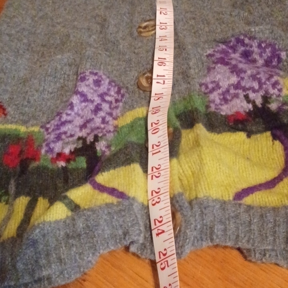INGRID Hass 100% Lamb's Floral Pattern Accented Cardigan. Size Small.Anthro. - Picture 10 of 12